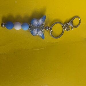 Blue and White Butterfly Keychain